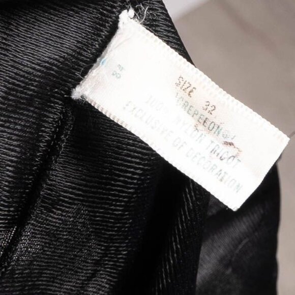 Sears VTG Black Full Slip Dress 32 Womens Lace Trim Adjustable Crepelon Long - Picture 6 of 8